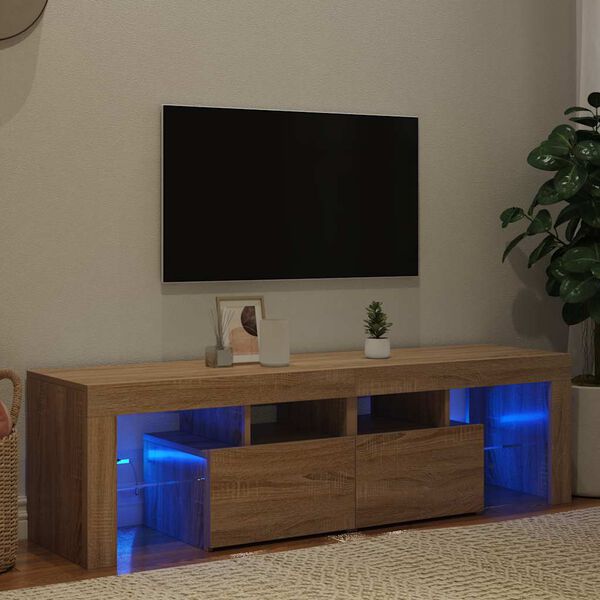 vidaXL TV-benk med LED-lys sonoma eik 140x36,5x40 cm