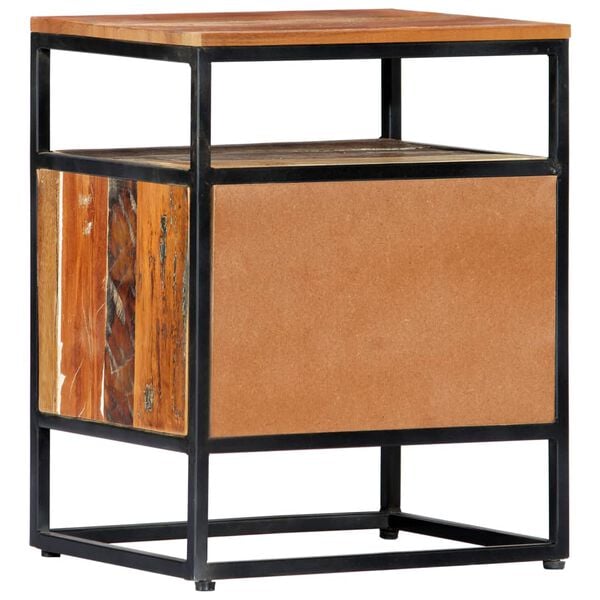 vidaXL Nattbord 40x30x50 cm gjenvunnet heltre og st&aring;l