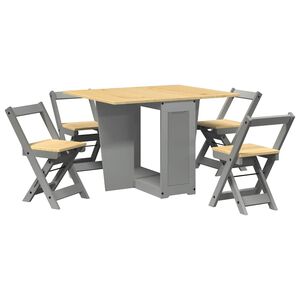 vidaXL Sommerfugl spisegruppe 5 stk Corona sammenleggbar gr&aring; furu