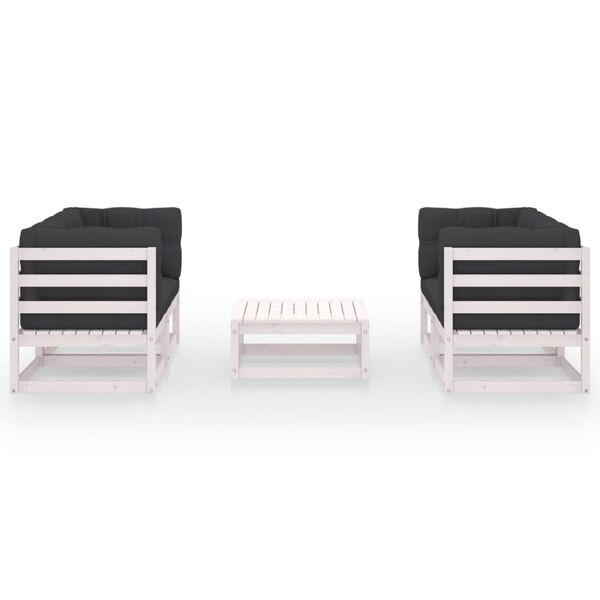 vidaXL Hagesofagruppe med puter 5 deler heltre furu