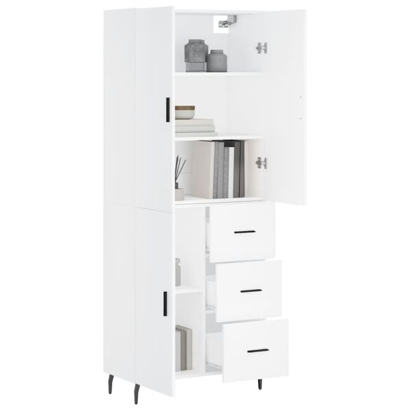 vidaXL Highboard hvit 69,5x34x180 cm konstruert tre