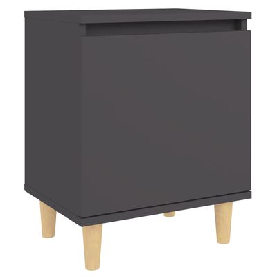 vidaXL Nattbord med ben i heltre 2 stk grå 40x30x50 cm
