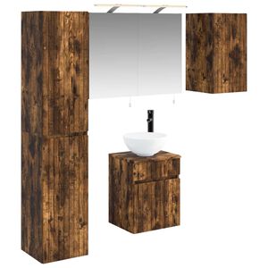 vidaXL Baderomsskapsett 5 pcs R&oslash;kt Eik 40 x 10,5 x 60,5 cm
