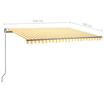 vidaXL Automatisk markise med vindsensor og LED 450x350 cm gul/hvit