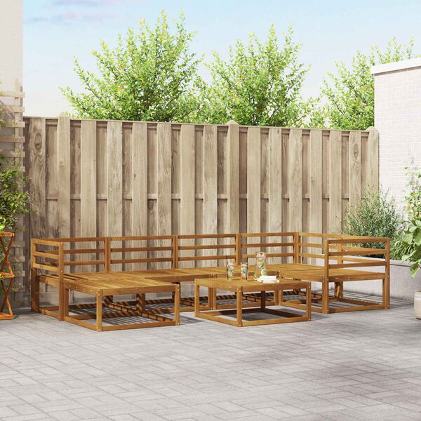 vidaXL Utend&oslash;rs sofa-sett 7 pcs Naturlig Solid akasietre