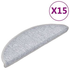 vidaXL Trappematter lys gr&aring; 15 stk 56x17x3 cm