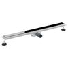 vidaXL Dusjavl&oslash;p med Glassdeksel Svart 90 cm Rustfritt St&aring;l 304