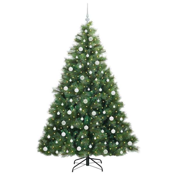 vidaXL Kunstig juletre med 300 LED med stativ gr&oslash;nn 210 cm PE og PVC