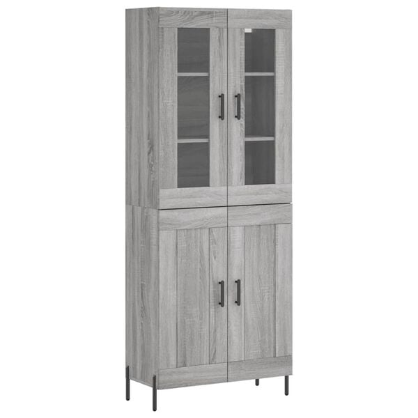 vidaXL Highboard gr&aring; sonoma 69,5x34x180 cm konstruert tre