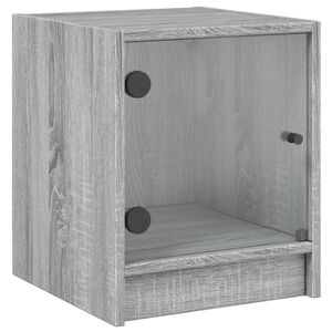 vidaXL Nattbord med glassd&oslash;rer 2 stk gr&aring; sonoma 35x37x42 cm