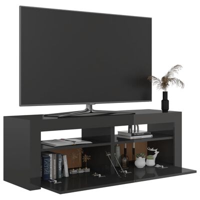 vidaXL TV-benk med LED-lys høyglans grå 120x35x40 cm