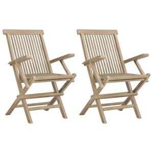 vidaXL Klappstoler 2 stk gr&aring; 56x61x89 cm heltre teak