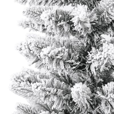vidaXL Kunstig slankt juletre med flokket snø 150 cm PVC og PE