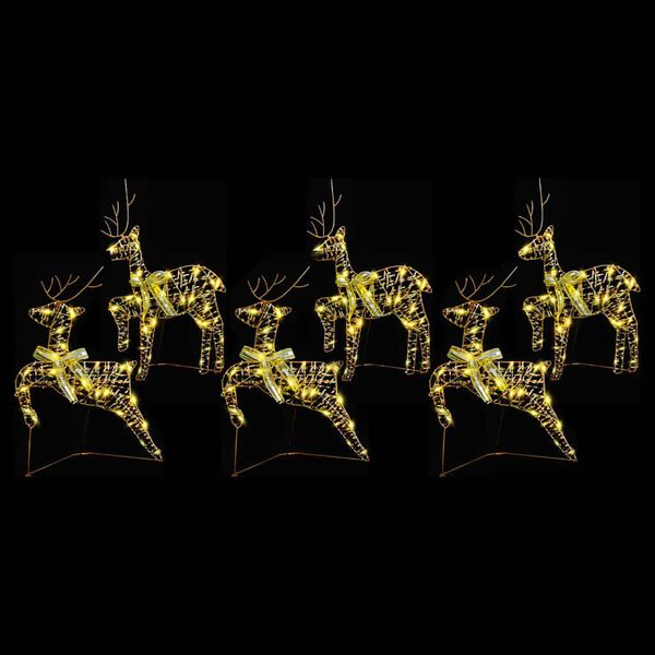 vidaXL LED Reinsdyr med 180 LED 6 pcs Gull PET