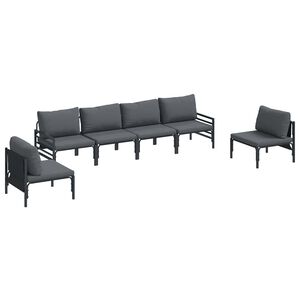 vidaXL Hagesofa Set med pute 6 pcs Svart St&aring;l