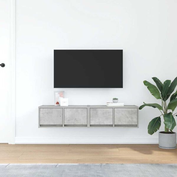 vidaXL TV-benker 2 stk betonggr&aring; 60x31x25,5 cm konstruert tre