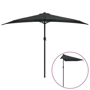 vidaXL Balkongparasoll med aluminiumsstang svart 300x155x223 cm halv