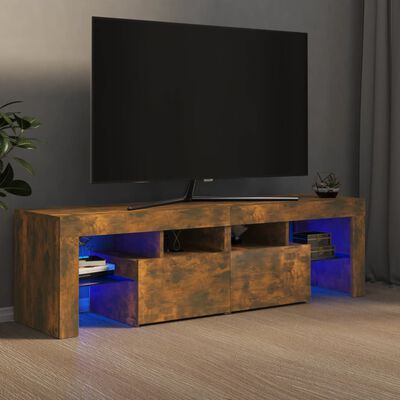 vidaXL TV-benk med LED-lys røkt eik 140x36,5x40 cm