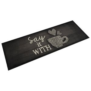 vidaXL Kj&oslash;kkenteppe vaskbar Cup svart 60x180 cm fl&oslash;yel