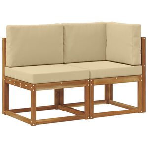 vidaXL Utend&oslash;rs midtbord og hj&oslash;rnesofa 2 Stk Naturlig og Beige