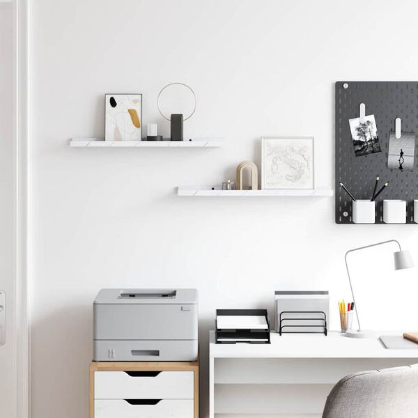 vidaXL Vegghylle 2 pcs Hvit marmor 60 x 9 x 3 cm Konstruert tre