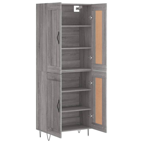 vidaXL Highboard gr&aring; sonoma 69,5x34x180 cm konstruert tre