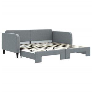 vidaXL Uttrekkbar dagseng lysegr&aring; 90x190 cm stoff