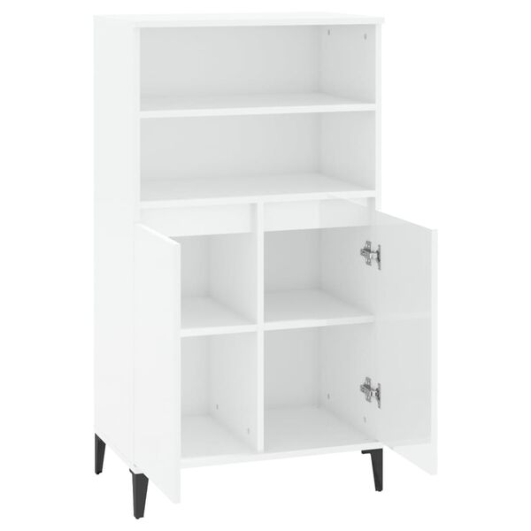 vidaXL Highboard høyglans hvit 60x36x110 cm konstruert tre