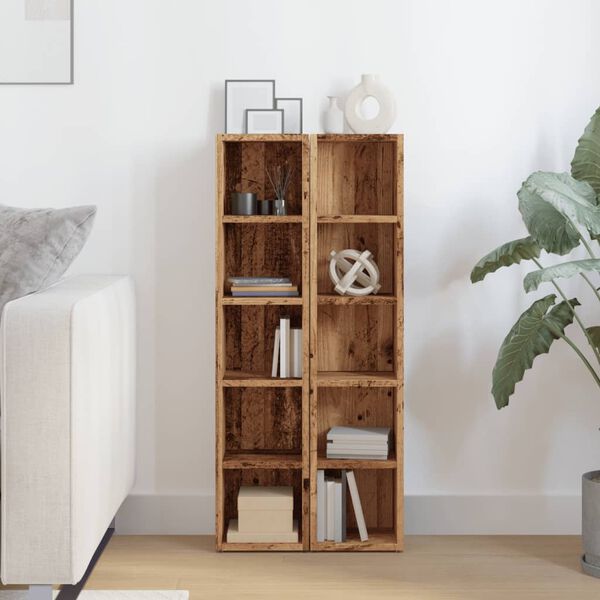 vidaXL CD-skap 2 stk gammelt tre 21x16x93,5 cm konstruert tre