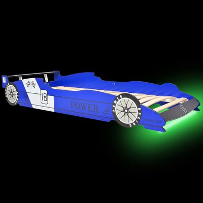 vidaXL Barnas racerbilseng med LED 90x200 cm blå