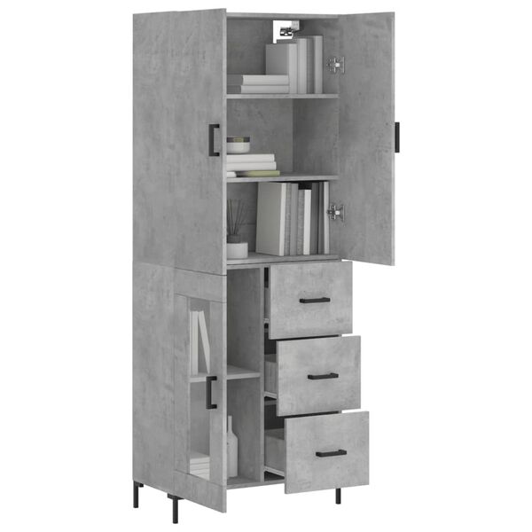 vidaXL Highboard betonggr&aring; 69,5x34x180 cm konstruert tre