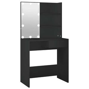 vidaXL Sminkebord med LED svart 74,5x40x141 cm
