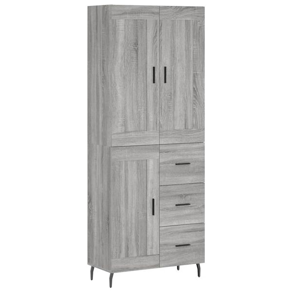 vidaXL Highboard gr&aring; sonoma 69,5x34x180 cm konstruert tre