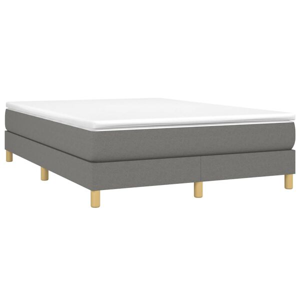 vidaXL Boxspring-sengeramme m&oslash;rkegr&aring; 135x190 cm Double stoff