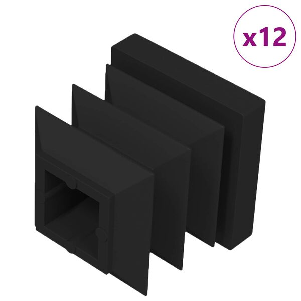 vidaXL Endelokk 12 pcs Svart 15 x 15 x 15 mm PP