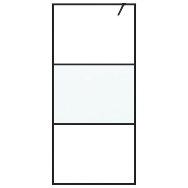 vidaXL Dusjvegg svart 90x195 cm halvfrostet ESG-glass