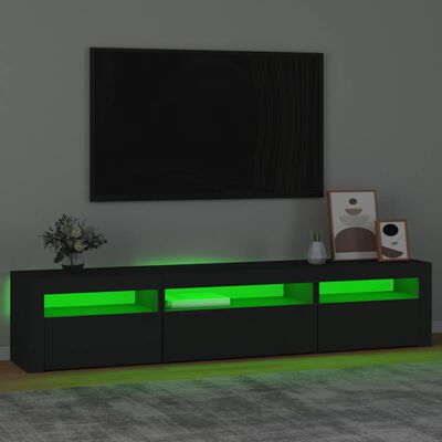vidaXL TV-benk med LED-lys svart 195x35x40 cm