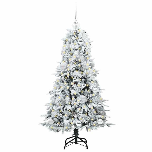 vidaXL Kunstig sammensatt juletre med 150 LED Hvit 150 cm PE og PVC