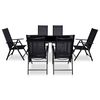 vidaXL Utend&oslash;rs spisestue med brettbare stoler 7 deler aluminium svart