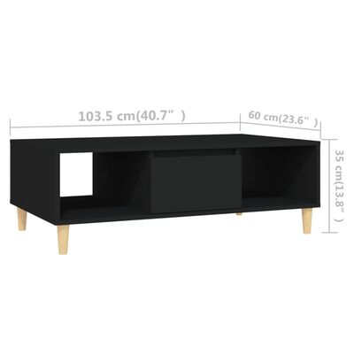 vidaXL Salongbord svart 103,5x60x35 cm sponplate