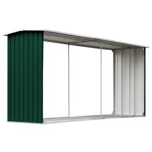 vidaXL Vedskjul galvanisert st&aring;l 330x92x153 cm gr&oslash;nn