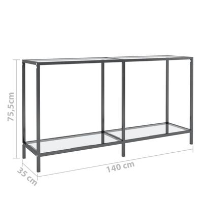 vidaXL Konsollbord gjennomsiktig 140x35x75,5 cm herdet glass
