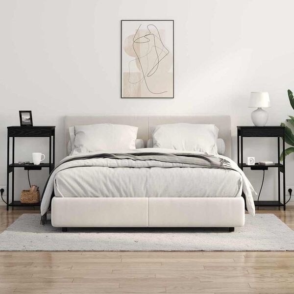 vidaXL Nattbordskap med hylle Svart Eik 41 x 31 x 76 cm Konstruert tre