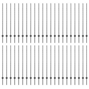vidaXL Gjerdep&aring;le 44 pcs Gr&aring; 180 cm St&aring;l