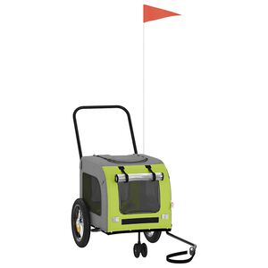 vidaXL Sykkelvogn for kjæledyr Grønn og grå 124,5 x 63,5 x 53 cm