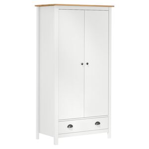 vidaXL Garderobeskap 2 d&oslash;rer Hill hvit 89x50x170 cm heltre furu