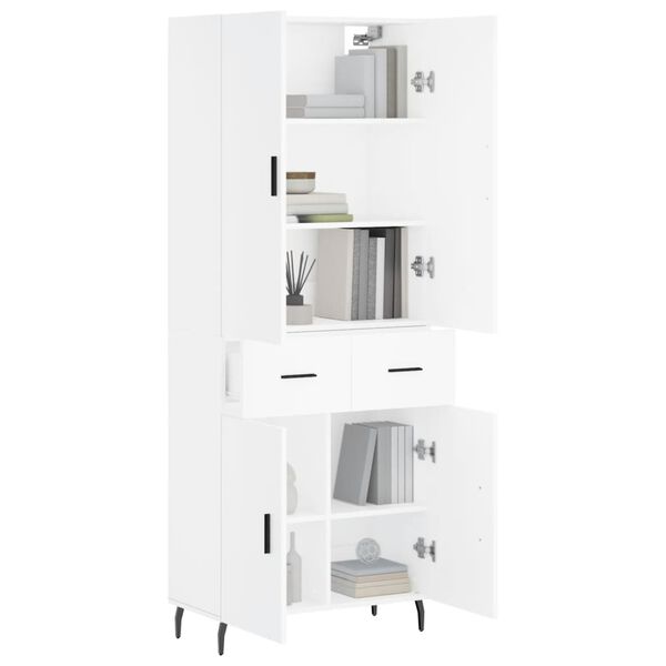 vidaXL Highboard hvit 69,5x34x180 cm konstruert tre