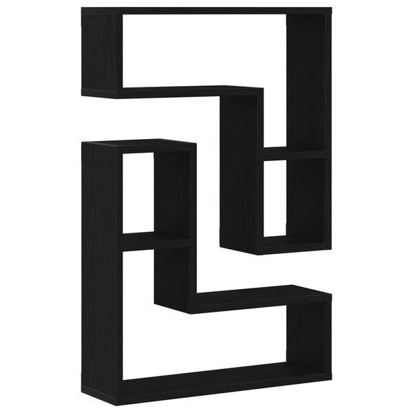 vidaXL Vegghyller 2 pcs Svart eik 50 x 15 x 85 cm Konstruert tre