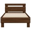 vidaXL Sengeramme med hodegavl og LED-lys brun eik 75x190 cm