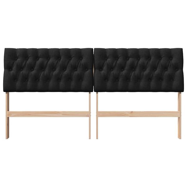 vidaXL Polstret sengegavl Svart 180 cm Massiv furu